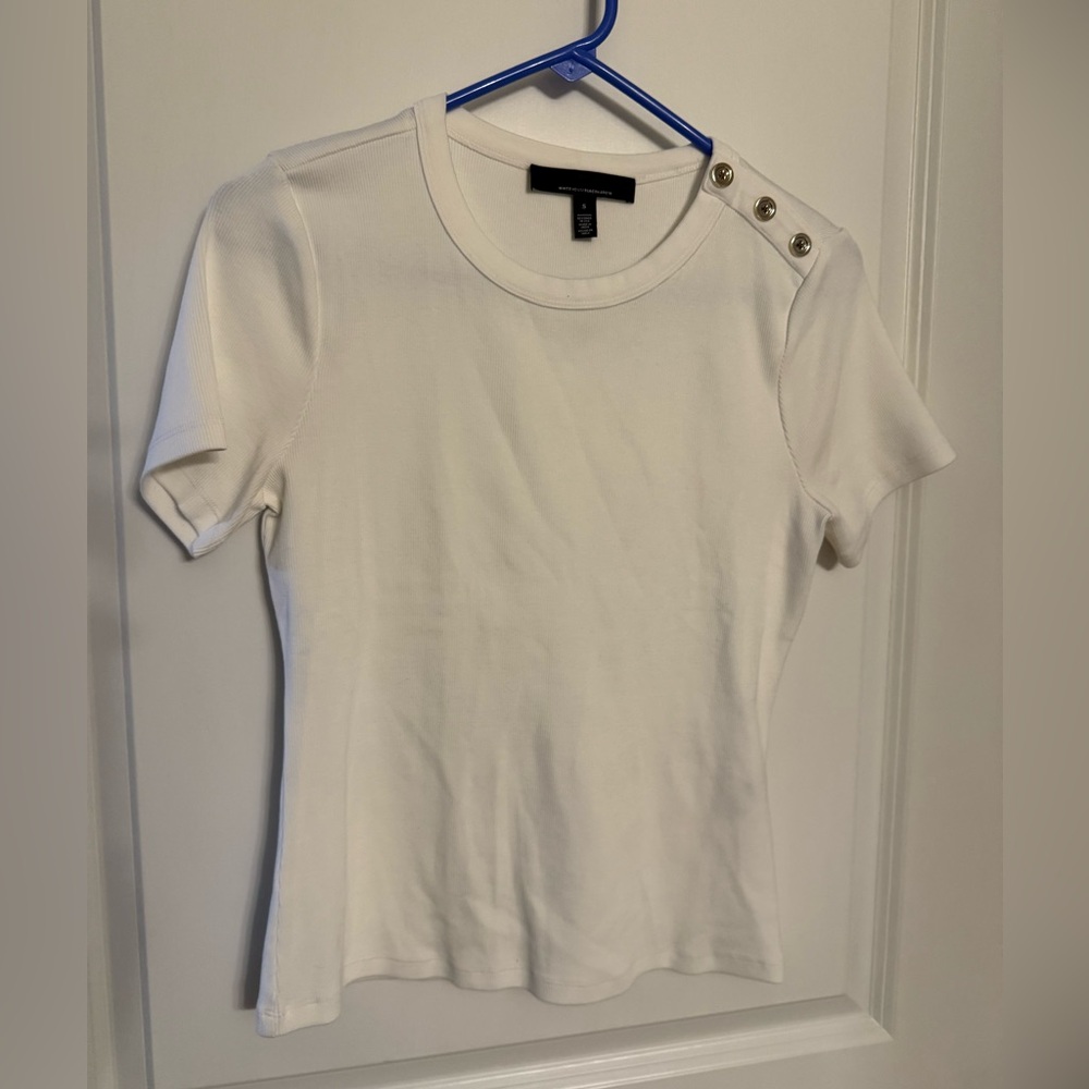 White House Black Market Button-Shoulder Women's White Top Size Small